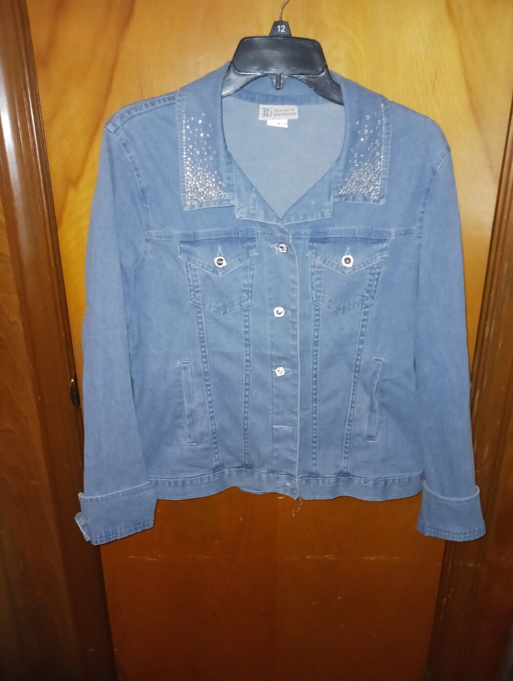 Classic Blue Denim Jacket with Embellished Collar